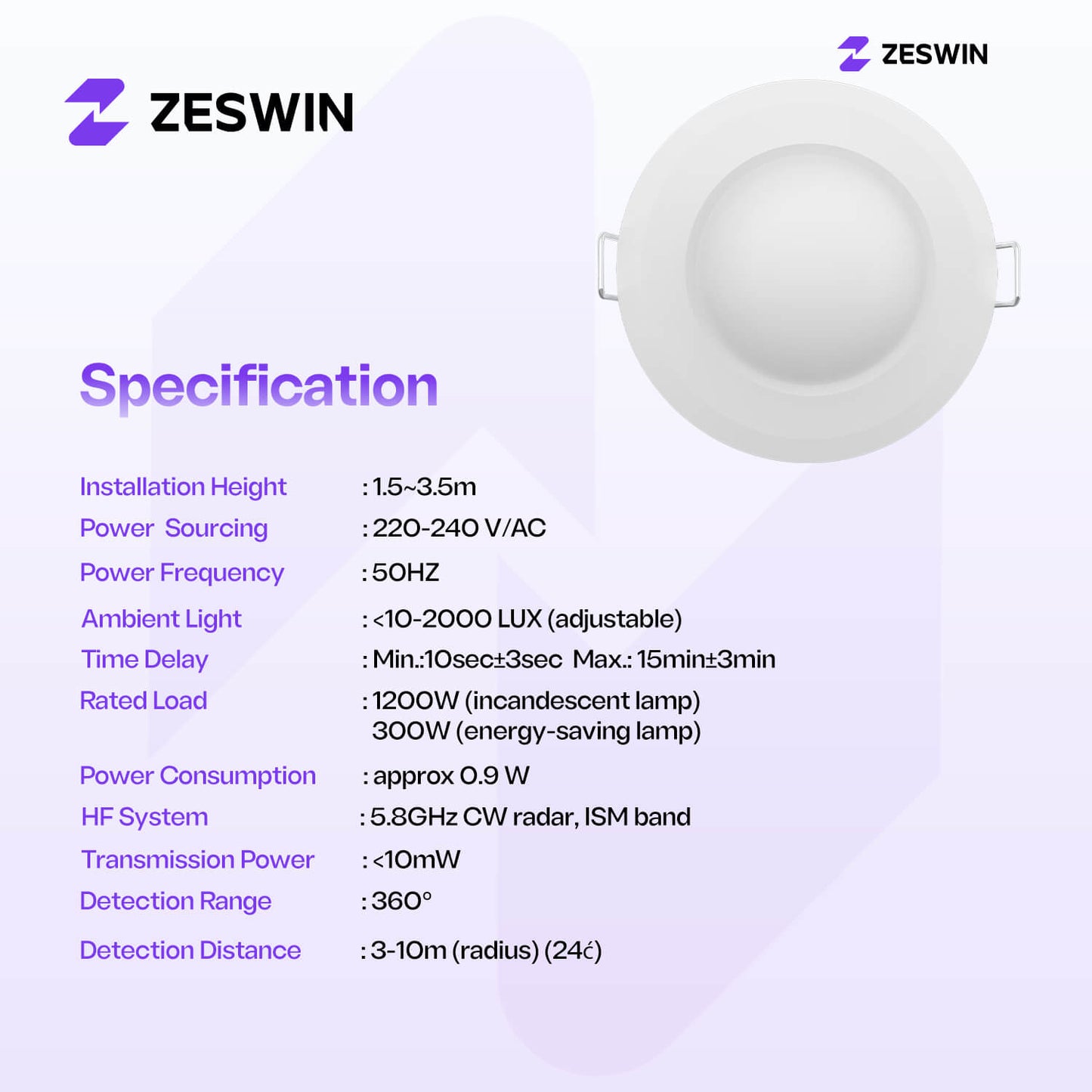 Zeswin S2 Microwave Motion Sensor
