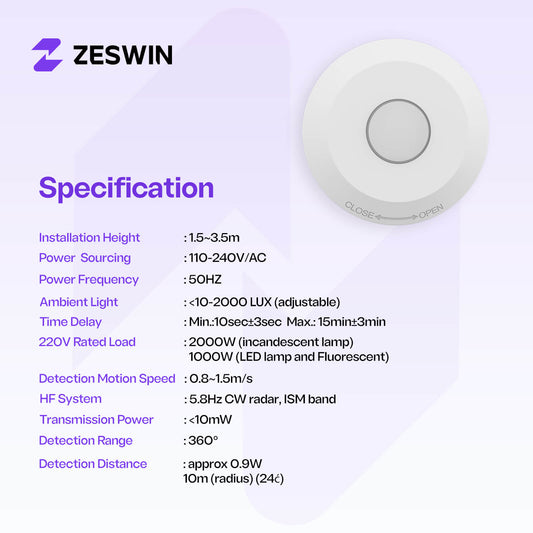 Zeswin S2+ Microwave Motion Sensor